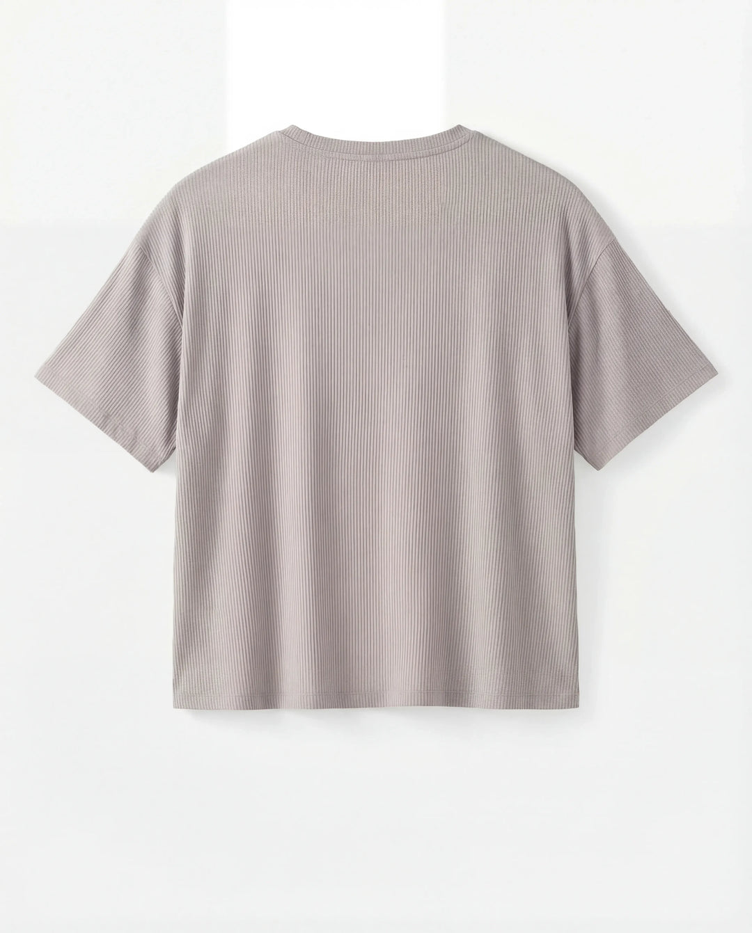 Taubengraues geripptes Bambus-T-Shirt für Damen