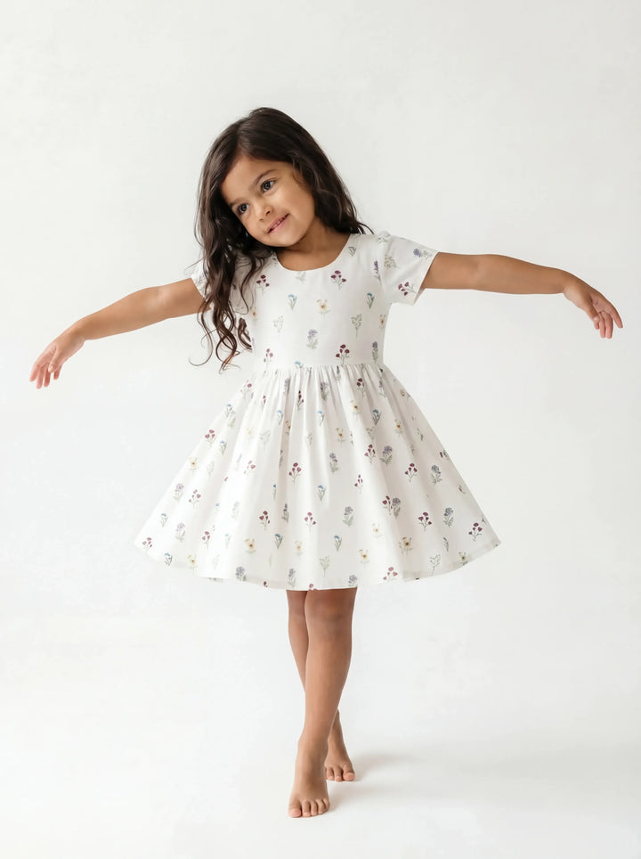 Sweet Small Floral Ditsy Bamboo Twirl Dress