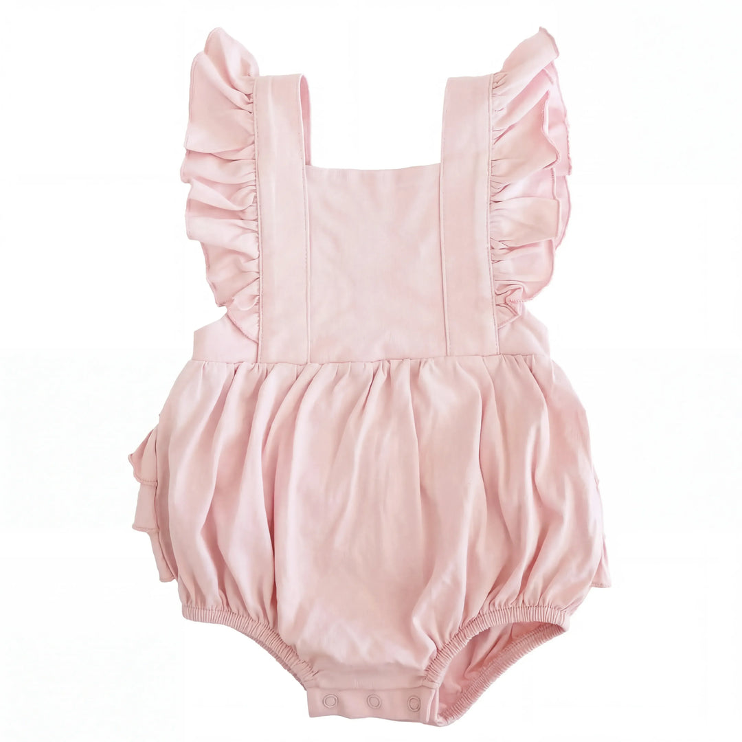 Solid Color Bamboo Sleeveless Ruffle Bubble Romper
