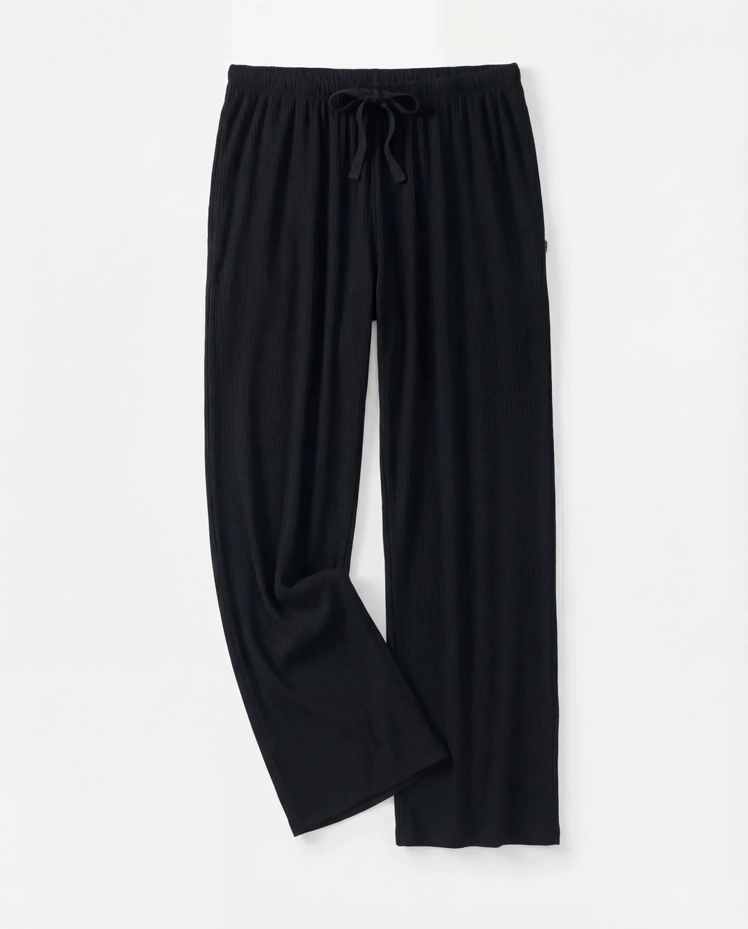 Schwarze gerippte Hose mit weitem Bein aus Bambus