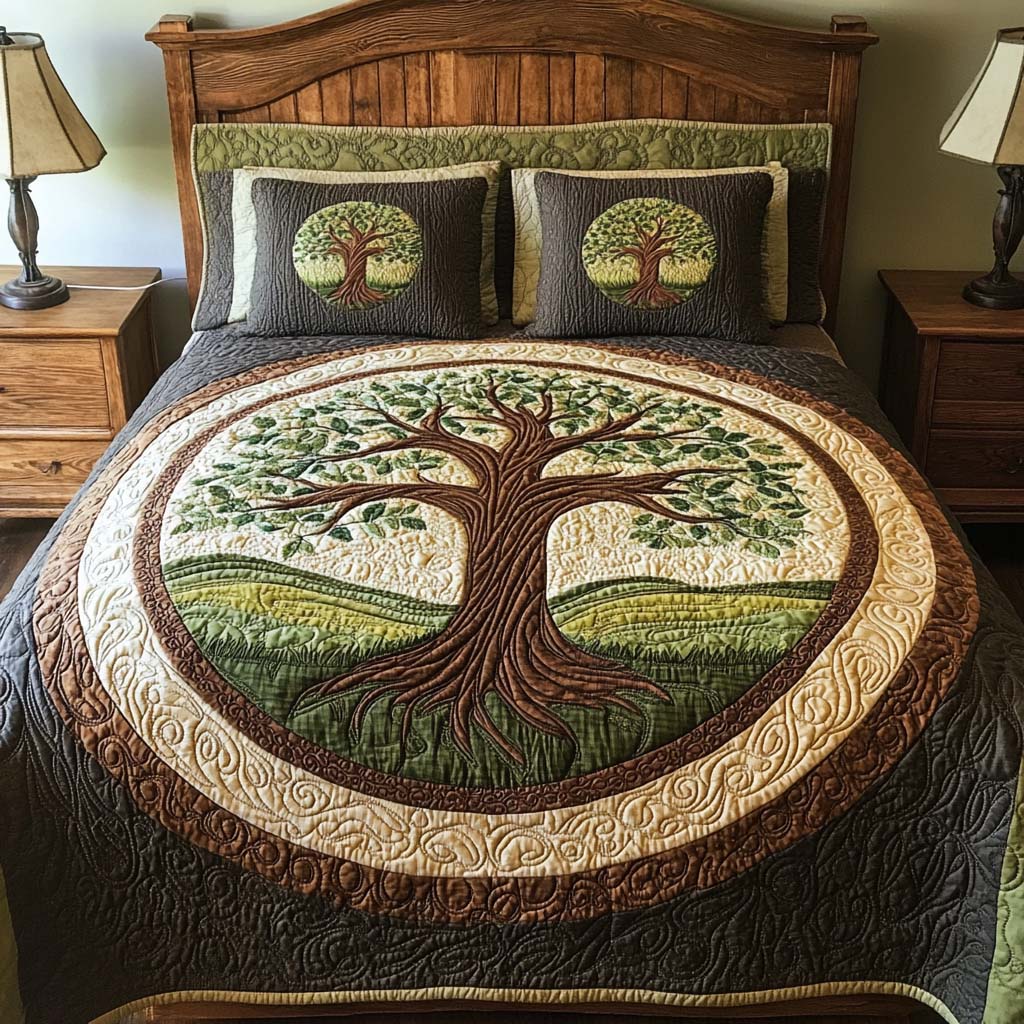 Ancient Wisdom Tree Bamboo Quilt Bedding Set