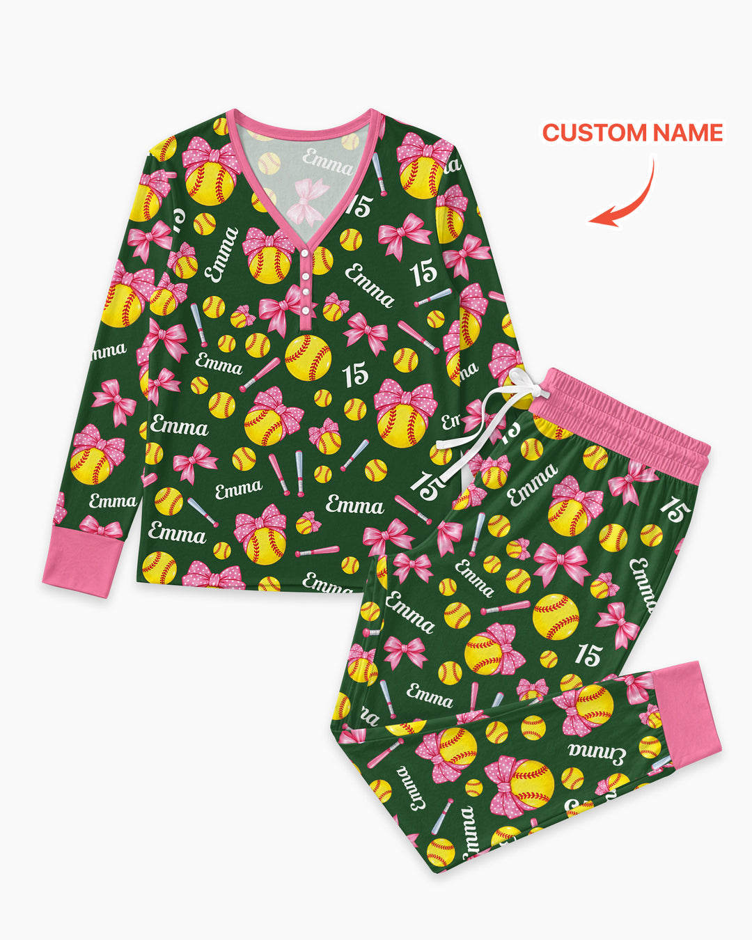 Little Softball Star Bamboo Women Pajama Set
