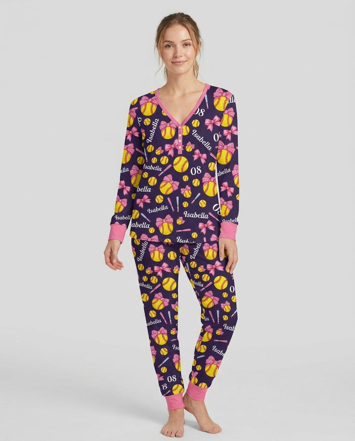 Little Softball Star Bamboo Women Pajama Set