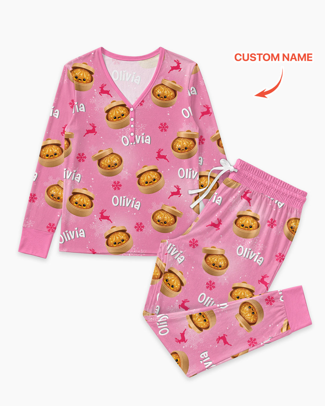 Christmas Cutie Dumpling Bamboo Women Pajama Set