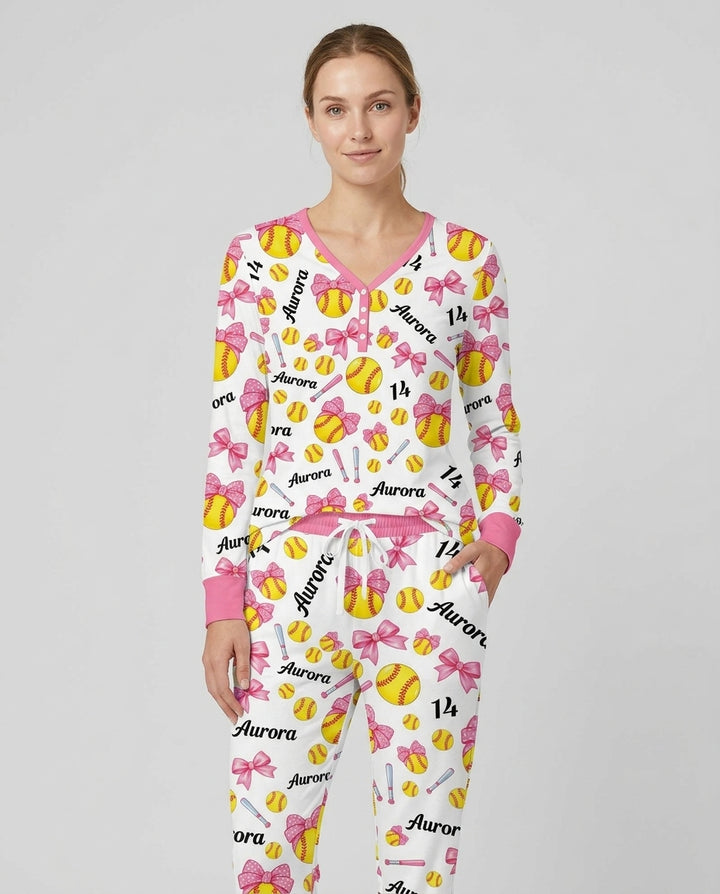 Little Softball Star Bamboo Women Pajama Set