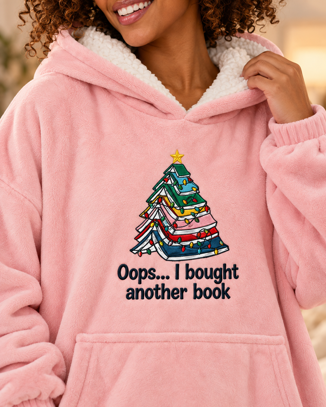 Oops I Bought Another Book Embroidered Blanket Hoodie
