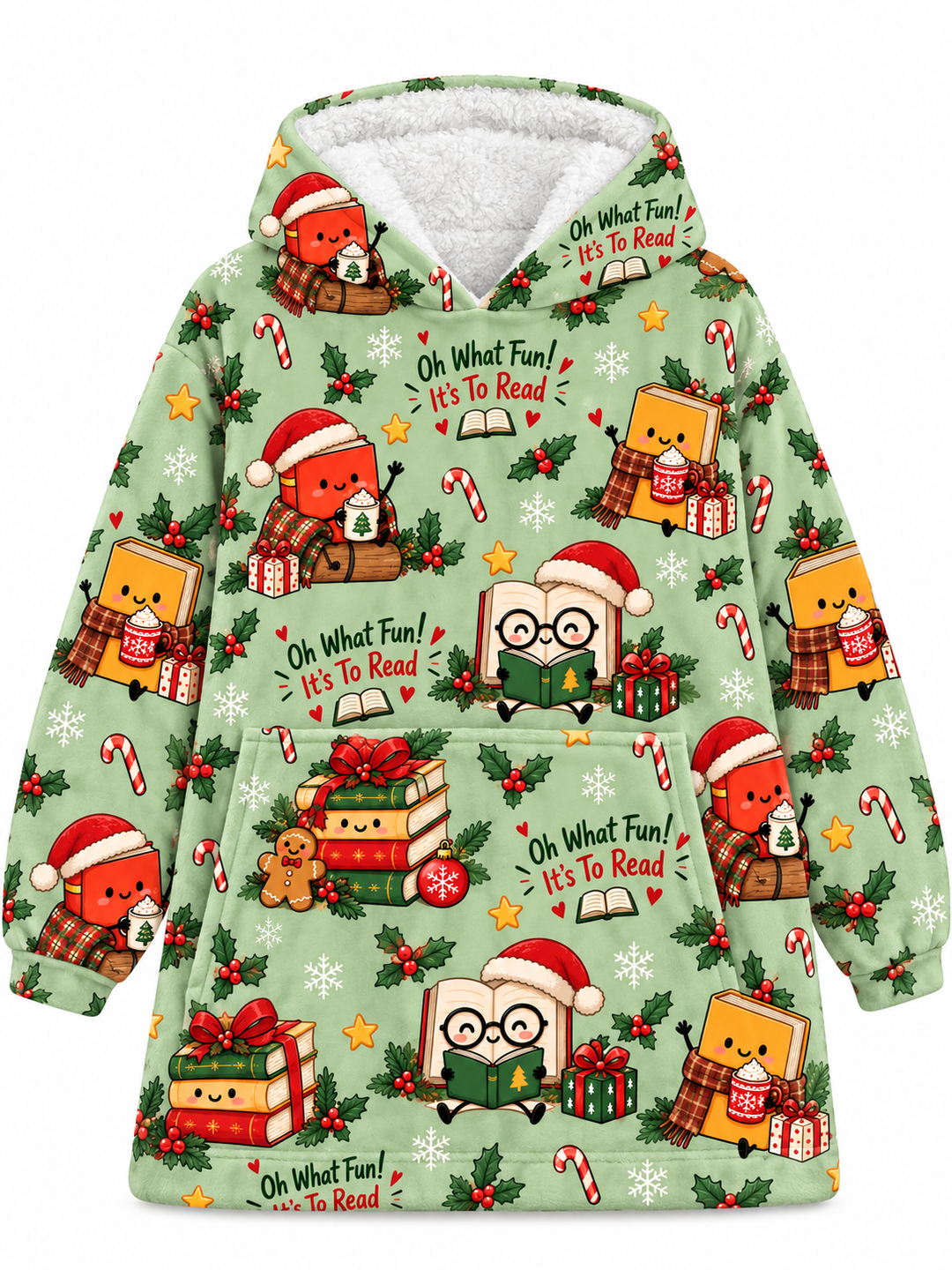 Cozy Christmas Bookworm Blanket Hoodie