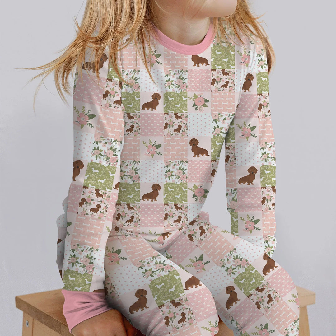 Zweiteiliges Langarm-Pyjama-Set mit Sommerfrüchten