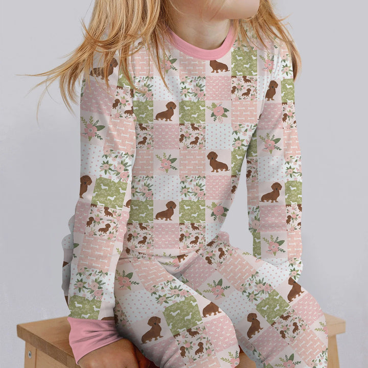 Zweiteiliges Langarm-Pyjama-Set mit Sommerfrüchten