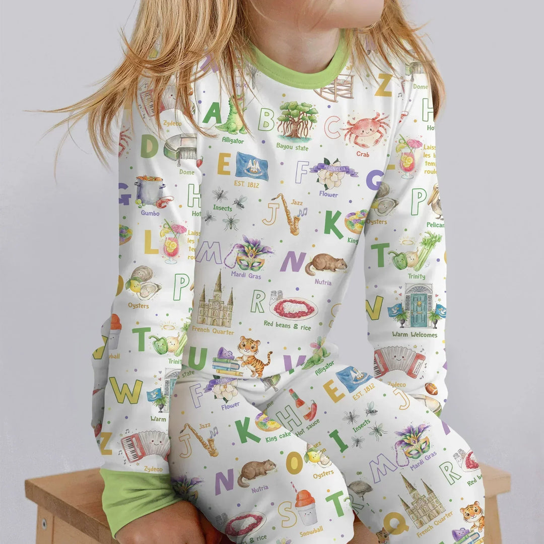 Zweiteiliges Langarm-Pyjama-Set mit Sommerfrüchten