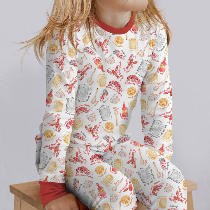 Zweiteiliges Langarm-Pyjama-Set mit Sommerfrüchten