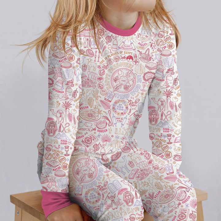 Doodle Passover Matching Family Bamboo Two Piece Long Sleeve Pajama Set