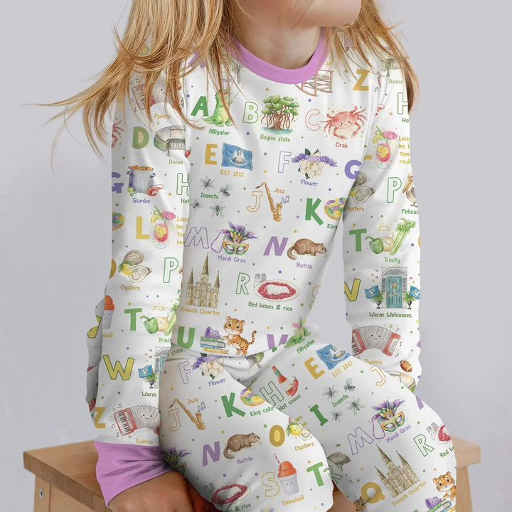 Zweiteiliges Langarm-Pyjama-Set mit Sommerfrüchten