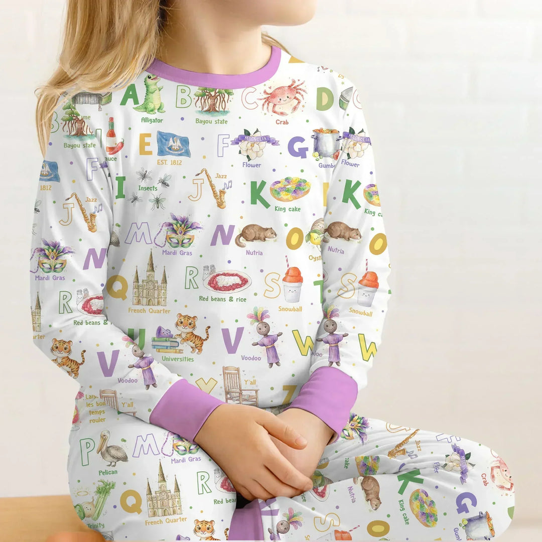 Zweiteiliges Langarm-Pyjama-Set mit Sommerfrüchten