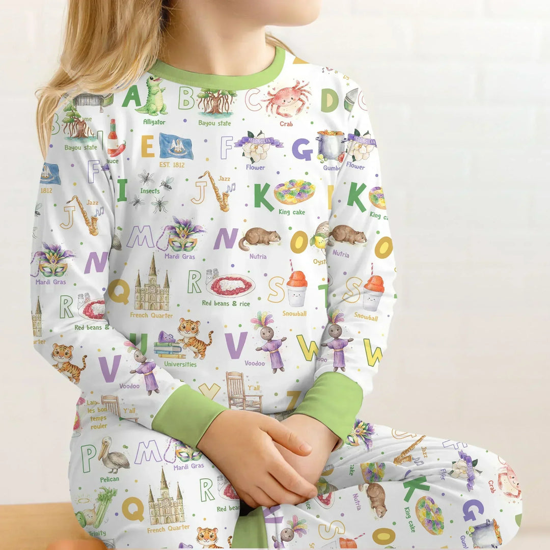 Zweiteiliges Langarm-Pyjama-Set mit Sommerfrüchten
