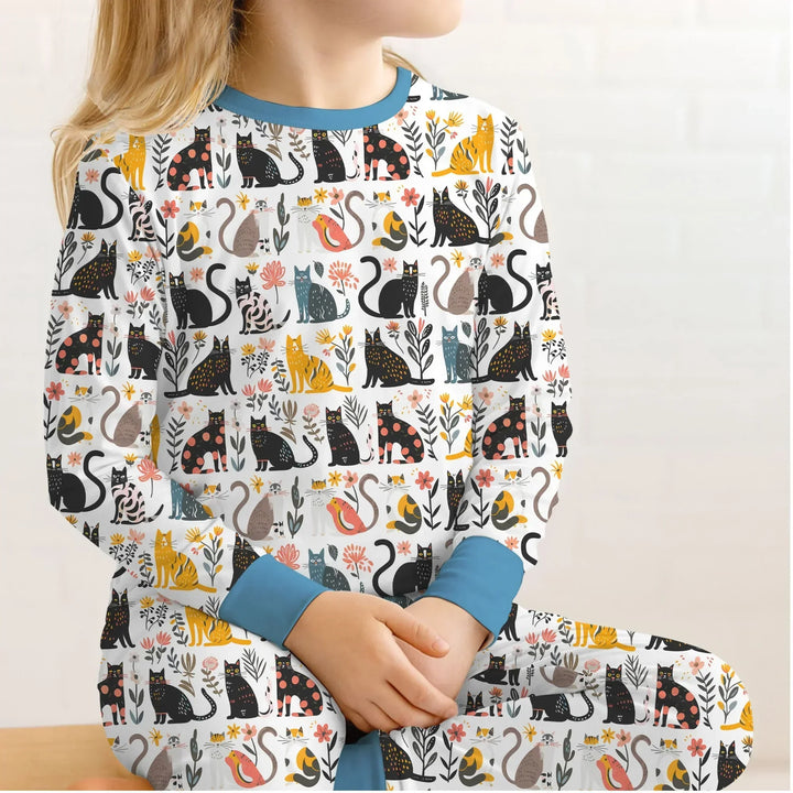 Zweiteiliges Langarm-Pyjama-Set mit Sommerfrüchten