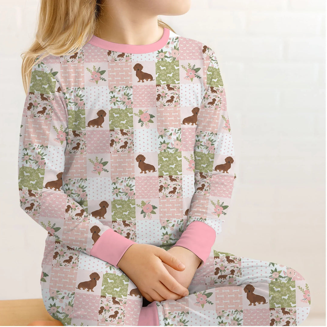 Zweiteiliges Langarm-Pyjama-Set mit Sommerfrüchten
