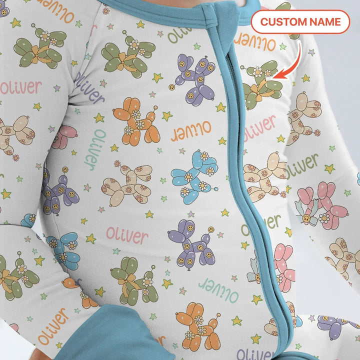 Custom Name Balloon Dog Bamboo Convertible Zippy