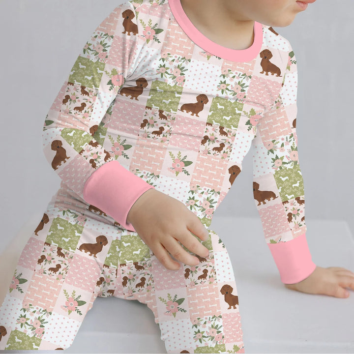 Zweiteiliges Langarm-Pyjama-Set mit Sommerfrüchten