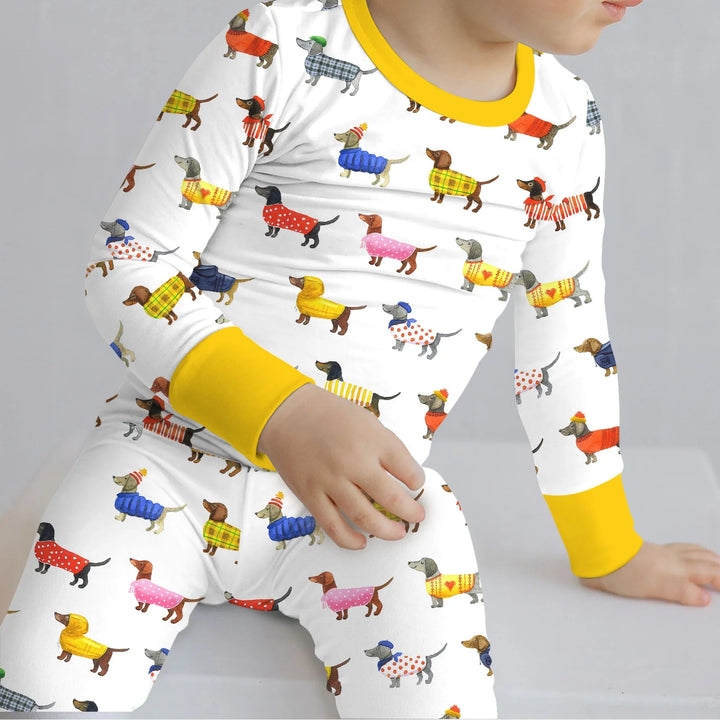Dachshund Fashion Winnier Bamboo Two Piece Long Sleeve Pajama Set