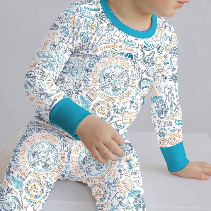 Doodle Passover Matching Family Bamboo Two Piece Long Sleeve Pajama Set
