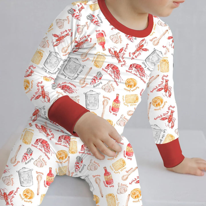 Zweiteiliges Langarm-Pyjama-Set mit Sommerfrüchten