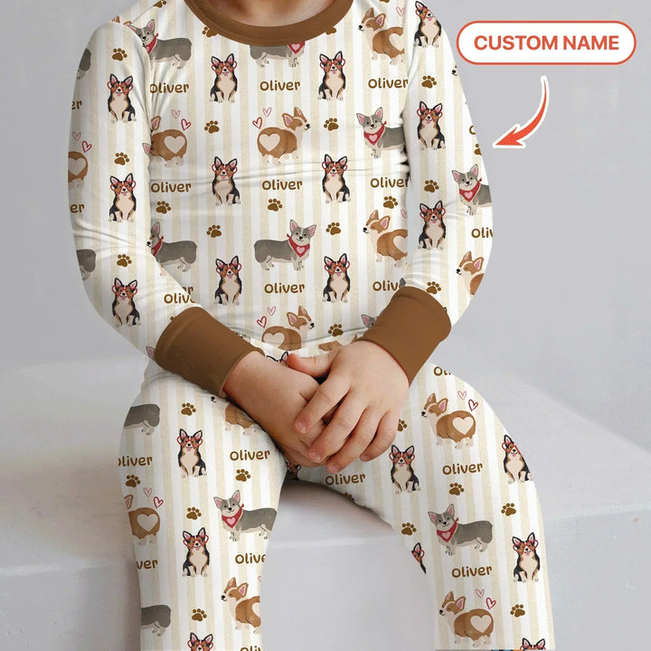Zweiteiliges Langarm-Pyjama-Set mit Sommerfrüchten