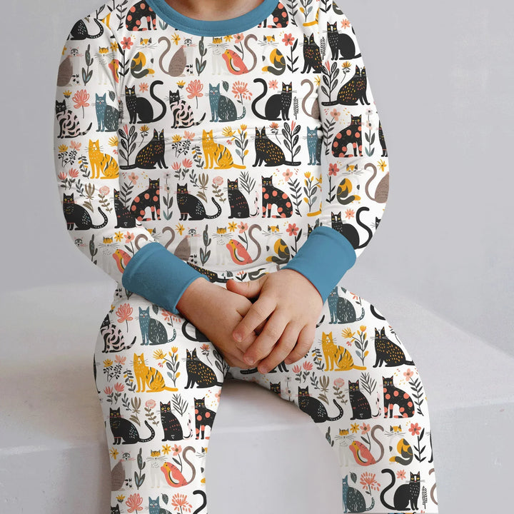 Zweiteiliges Langarm-Pyjama-Set mit Sommerfrüchten
