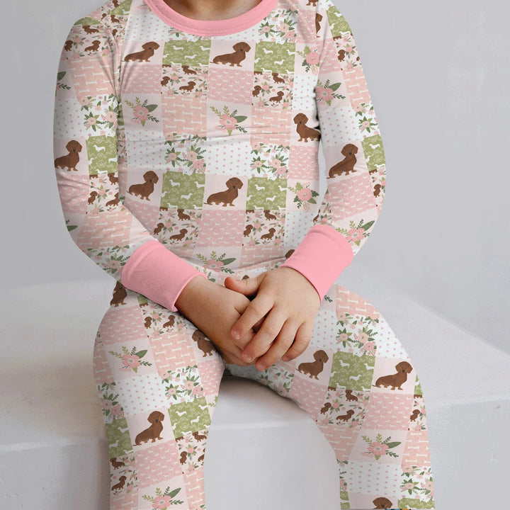 Zweiteiliges Langarm-Pyjama-Set mit Sommerfrüchten