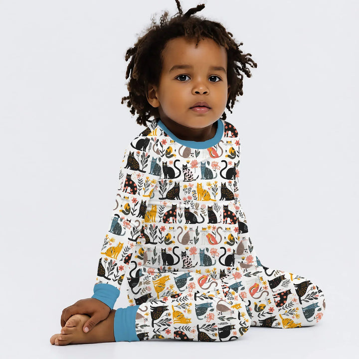 Zweiteiliges Langarm-Pyjama-Set mit Sommerfrüchten