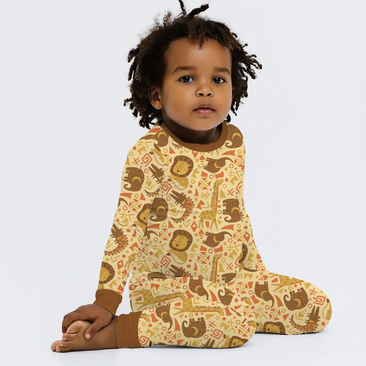 Zweiteiliges Langarm-Pyjama-Set mit Sommerfrüchten