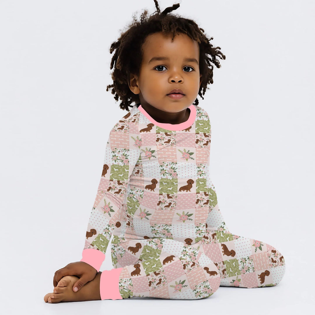 Zweiteiliges Langarm-Pyjama-Set mit Sommerfrüchten