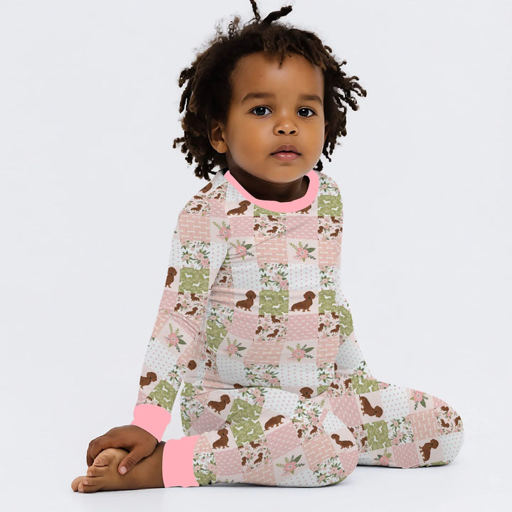 Zweiteiliges Langarm-Pyjama-Set mit Sommerfrüchten