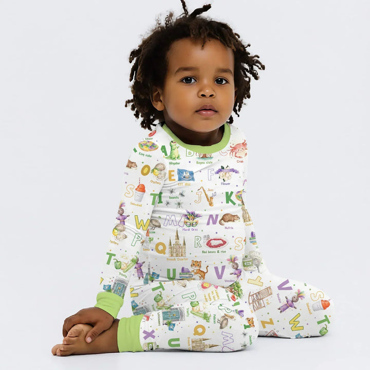 Zweiteiliges Langarm-Pyjama-Set mit Sommerfrüchten