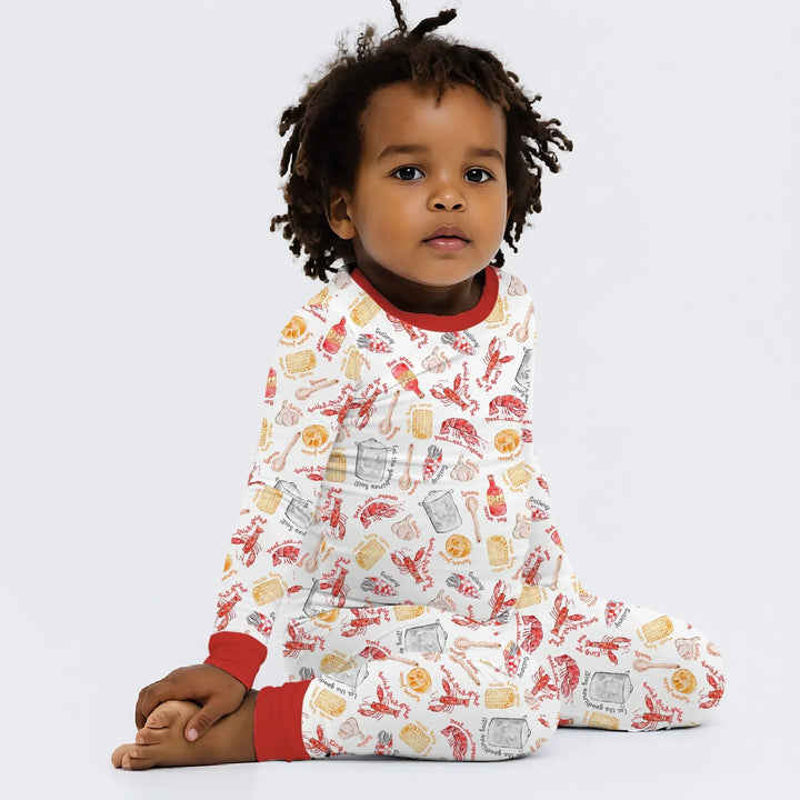 Zweiteiliges Langarm-Pyjama-Set mit Sommerfrüchten