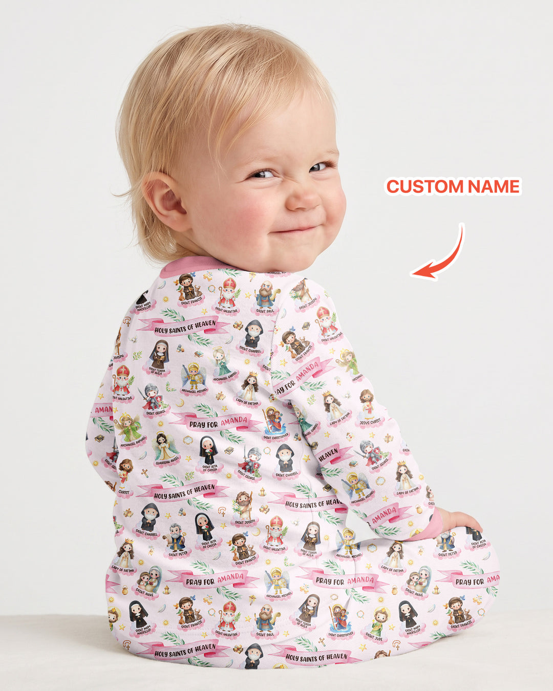Holy Saints of Heaven Custom Name Bamboo Two Piece Long Sleeve Pajama Set
