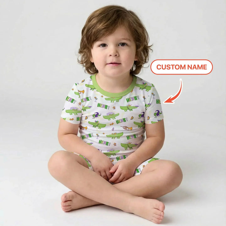 Zweiteiliges Pyjama-Set mit kurzen Ärmeln und Shorts im Sommer-Design