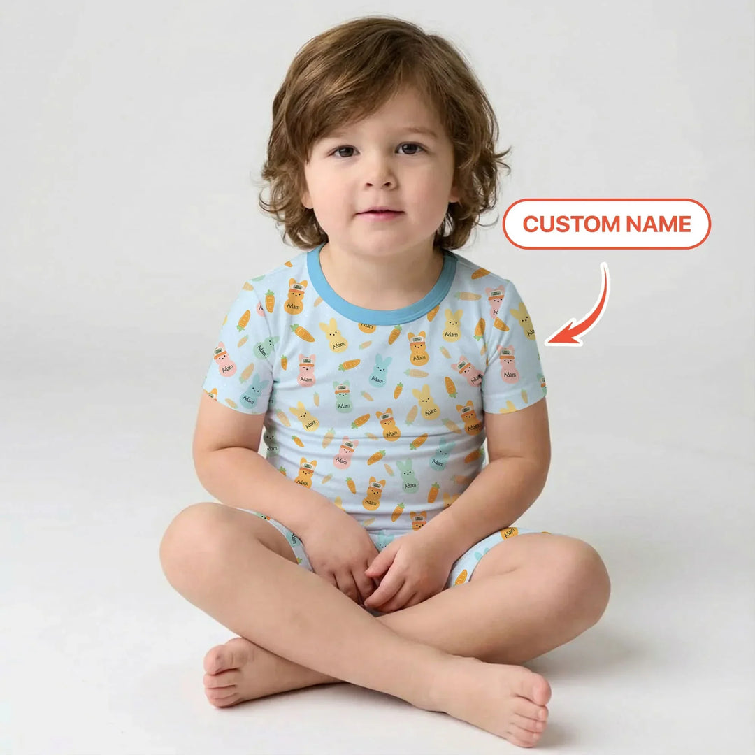 Zweiteiliges Pyjama-Set mit kurzen Ärmeln und Shorts im Sommer-Design