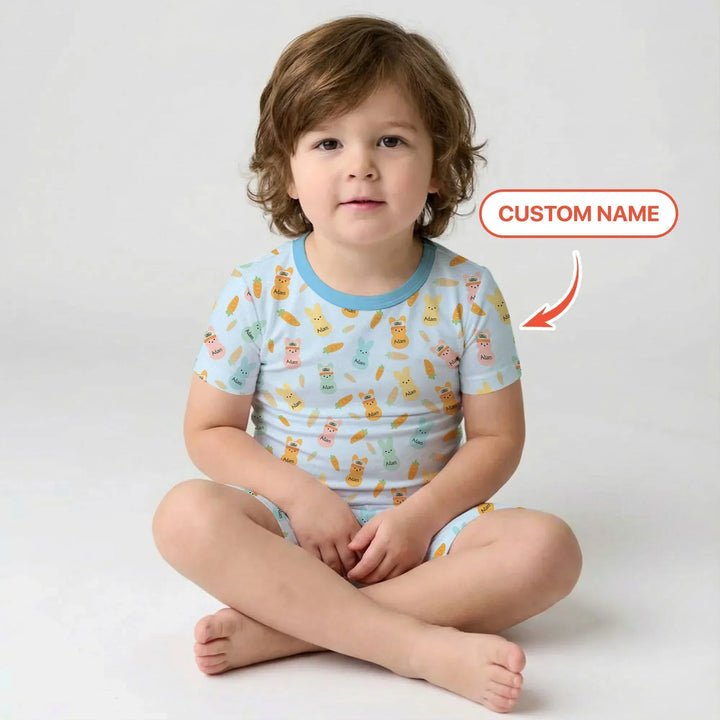 Zweiteiliges Pyjama-Set mit kurzen Ärmeln und Shorts im Sommer-Design