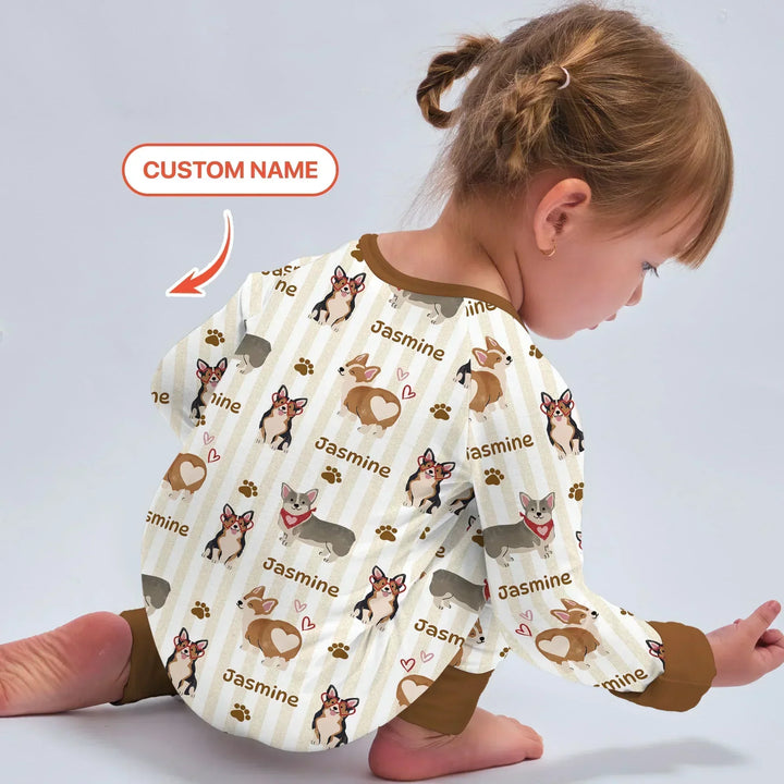 Custom Name Playful Corgis Family Matching Bamboo Convertible Zippy