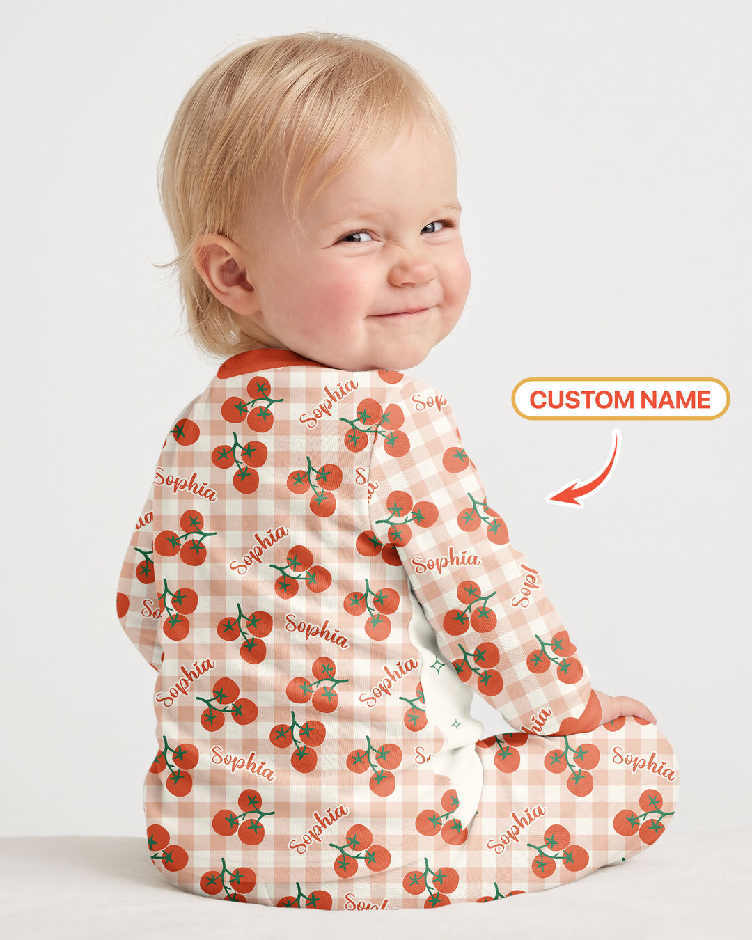 I Love You From My Head Tomatoes Custom Name Bamboo Two Piece Long Sleeve Pajama Set