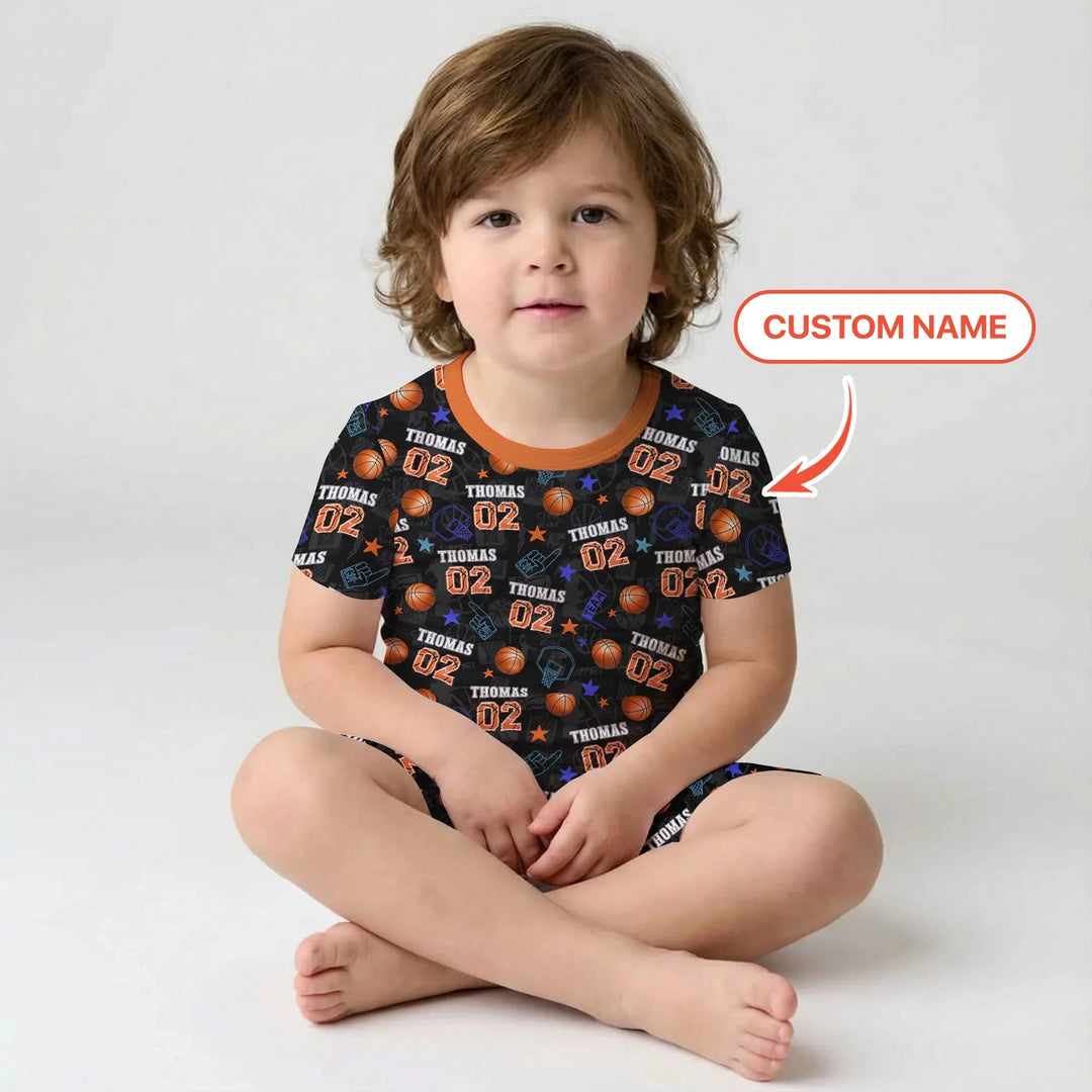 Zweiteiliges Pyjama-Set mit kurzen Ärmeln und Shorts im Sommer-Design