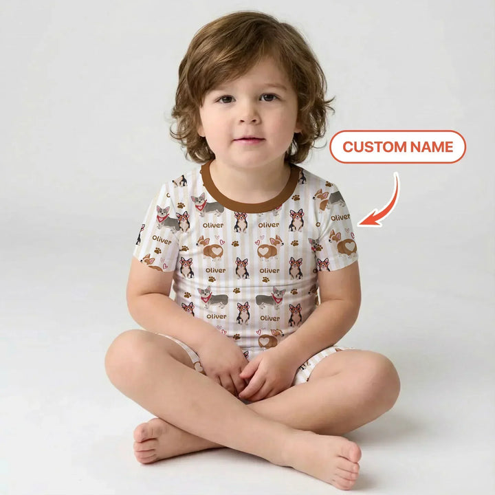 Zweiteiliges Pyjama-Set mit kurzen Ärmeln und Shorts im Sommer-Design