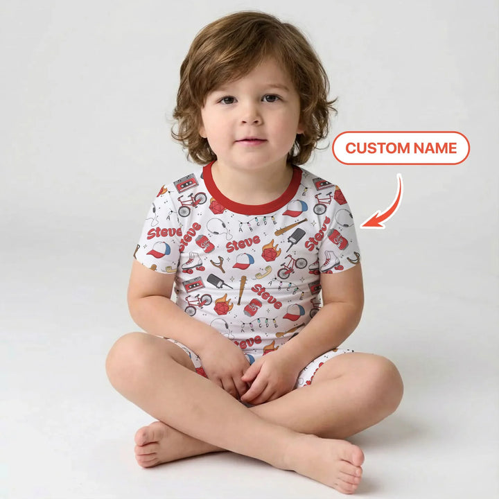 Zweiteiliges Pyjama-Set mit kurzen Ärmeln und Shorts im Sommer-Design