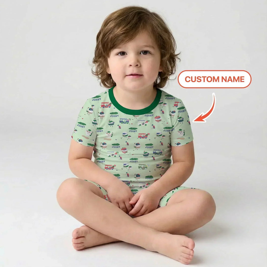 Zweiteiliges Pyjama-Set mit kurzen Ärmeln und Shorts im Sommer-Design