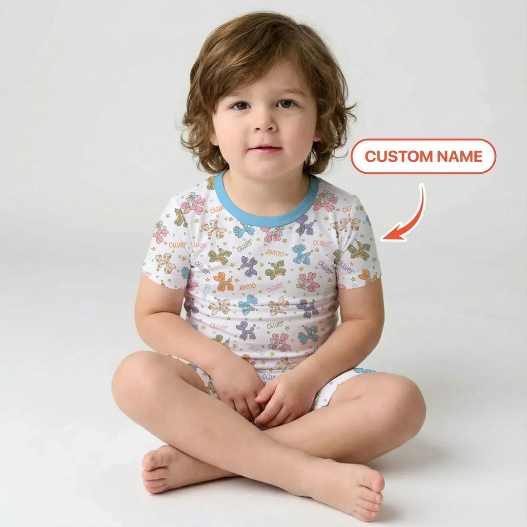 Zweiteiliges Pyjama-Set mit kurzen Ärmeln und Shorts im Sommer-Design