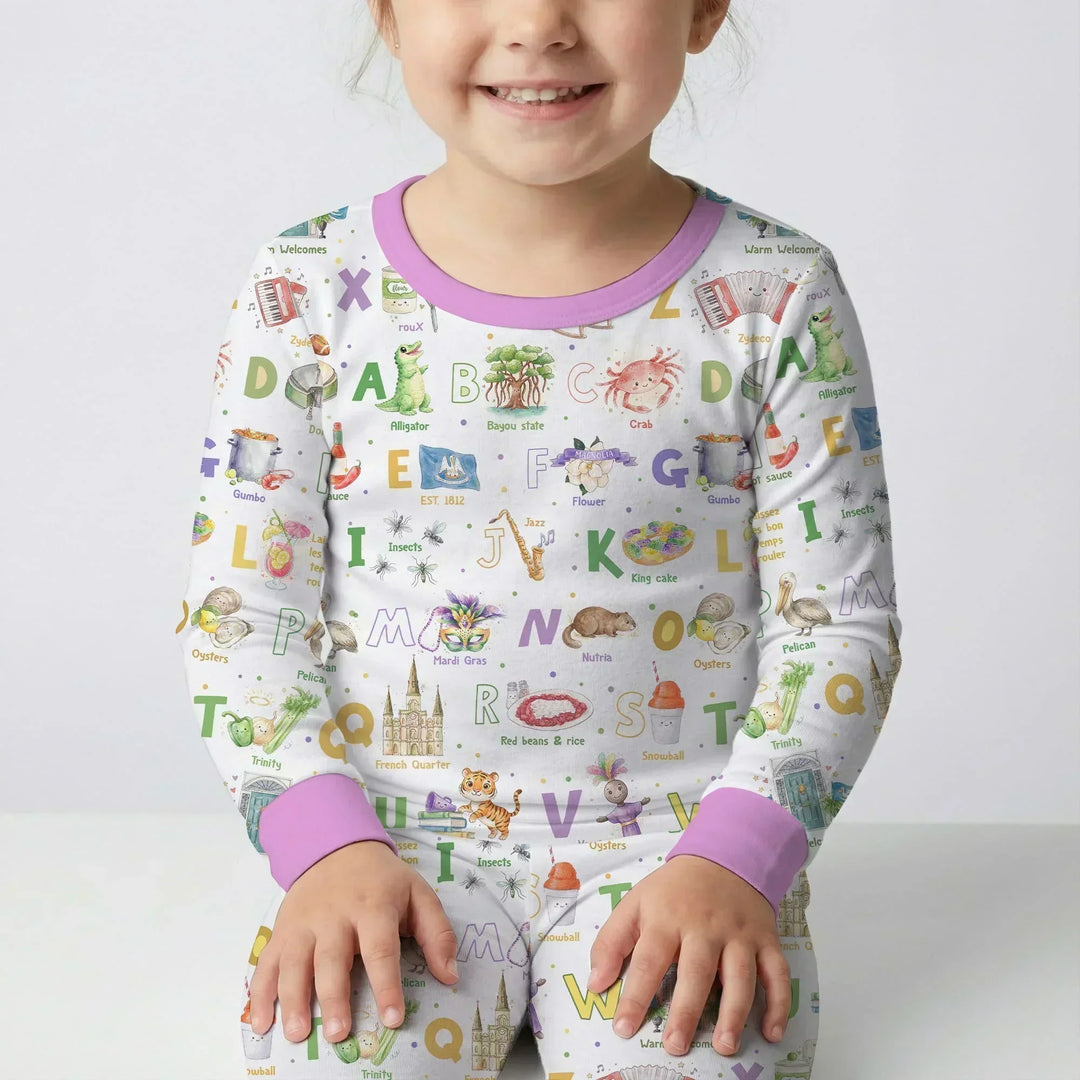 Zweiteiliges Langarm-Pyjama-Set mit Sommerfrüchten