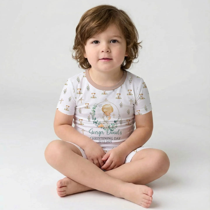 Zweiteiliges Pyjama-Set mit kurzen Ärmeln und Shorts im Sommer-Design