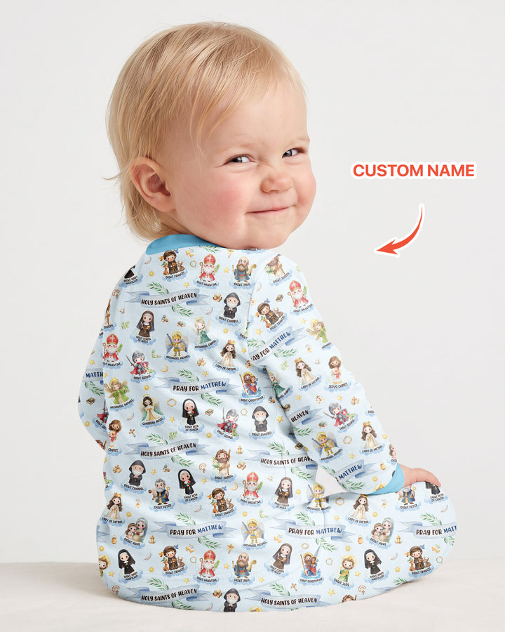 Holy Saints of Heaven Custom Name Bamboo Two Piece Long Sleeve Pajama Set