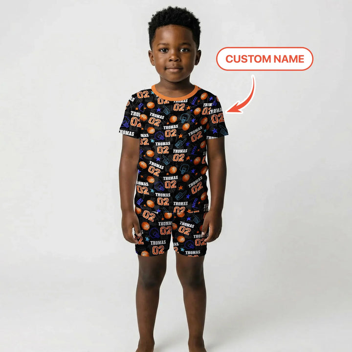 Zweiteiliges Pyjama-Set mit kurzen Ärmeln und Shorts im Sommer-Design